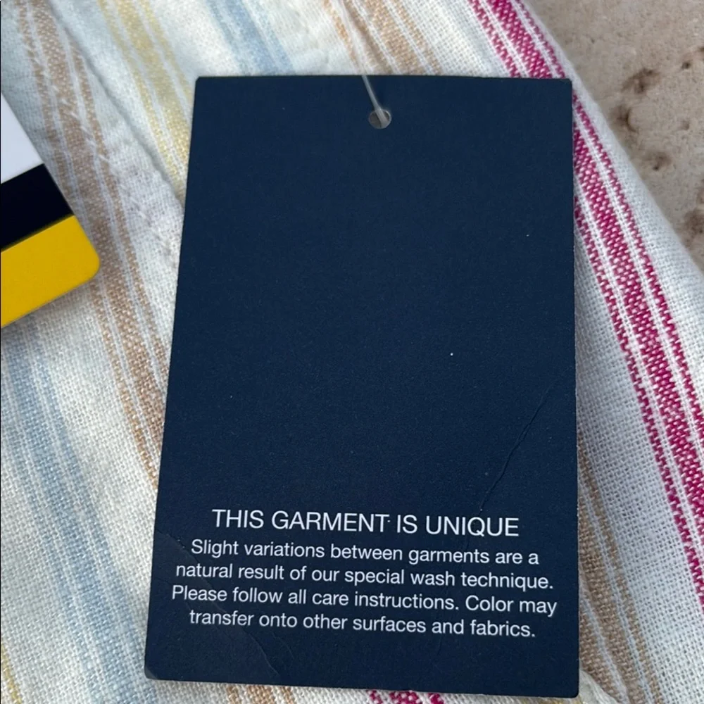 NWT GAP High Waist M Shorts in Linen/Rayon blend Cream w/ Stripes. Summer cool! - Picture 13 of 15